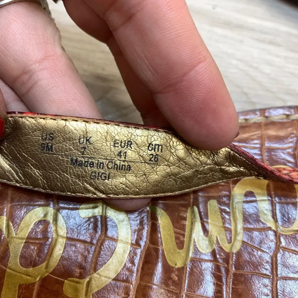 Sam Edelman Gigi Women's Orange Snake Thong T Strap Sandal Size 9 M - Picture 8 of 10